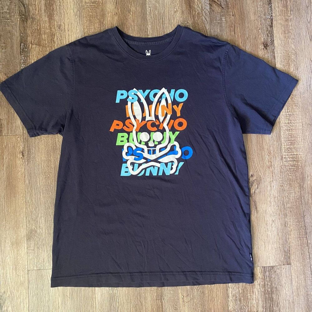 Psycho Bunny Black/Multicolor Shirt Size 6 (Large)